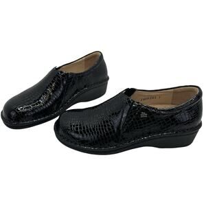 Finn Comfort Newport Black Croc Slip-On Loafers Size 35 EU | Made in Germany